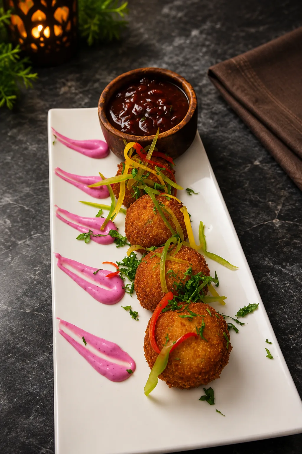 Crispy veg cutlets at Karma