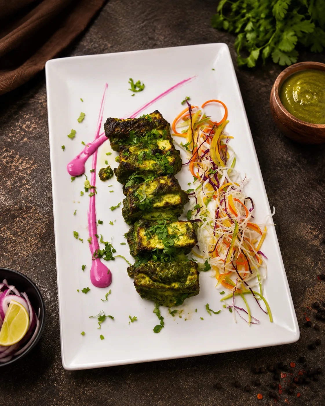 Green paneer platter at Karma